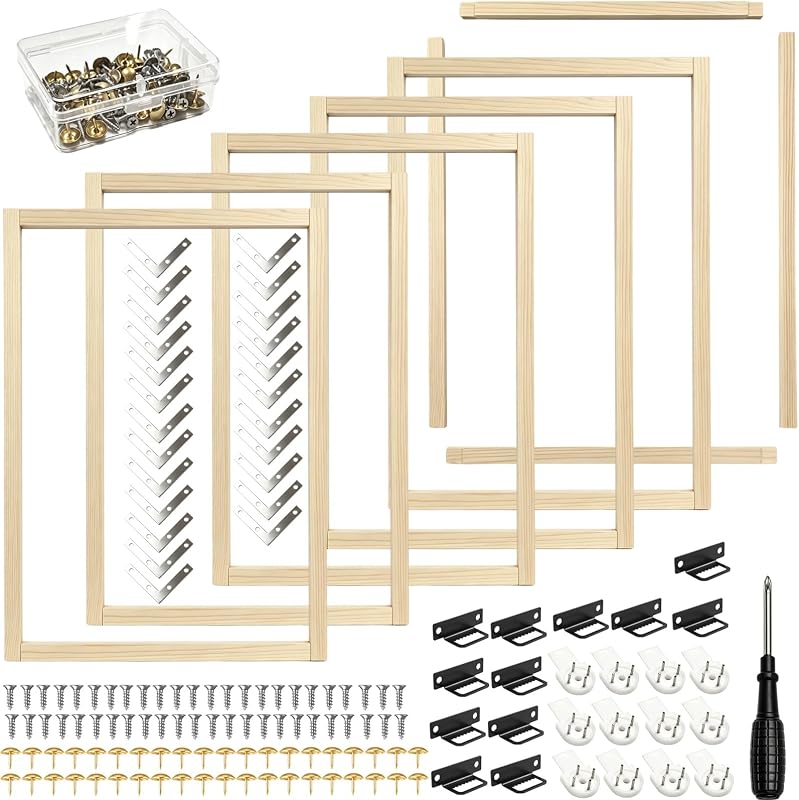 Paquete de 6 barras de bastidor de lienzo de 16 x 20 pulgadas, kit de marco de lienzo de madera para pintura al óleo, pintura por números, póster, puntada de bordado y proyectos de arte de punto de aguja
