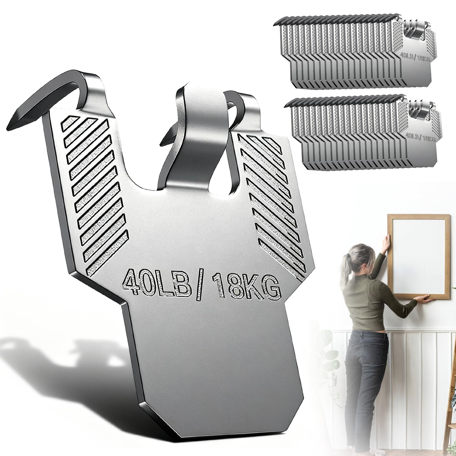 30Pcs Drywall Picture Hanging Claw, Wall Picture Hangers Claws Heavy Duty 40lb Claw Drywall Picture Hanger Plasterboard Mirror Hooks No Damage Hanging Hooks for Photo Frame Poster Tool-Free