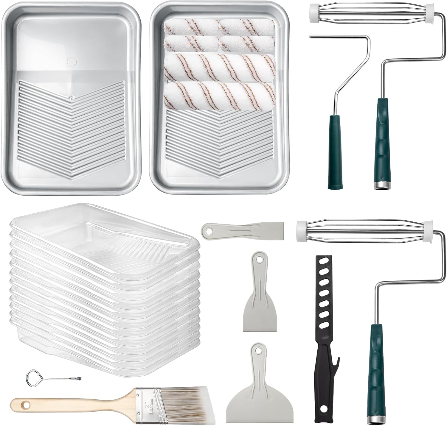 Mister Rui 9 Inch Paint Roller Kit, Paint Roller Tray with Liners, Paint Rollers for Painting