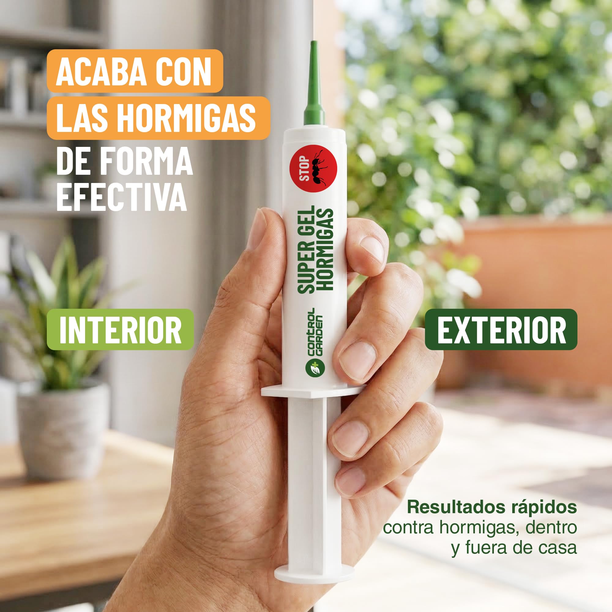 CONTROL GARDEN x3 Gel Antihormigas Jeringa 10gr | Cebo Insecticida Jeringuilla Elimina Hormigas Interior y Exterior | Eliminación Total Hormiguero | Mata Hormiga Reina y Nido | Formula Eficaz y Seguro