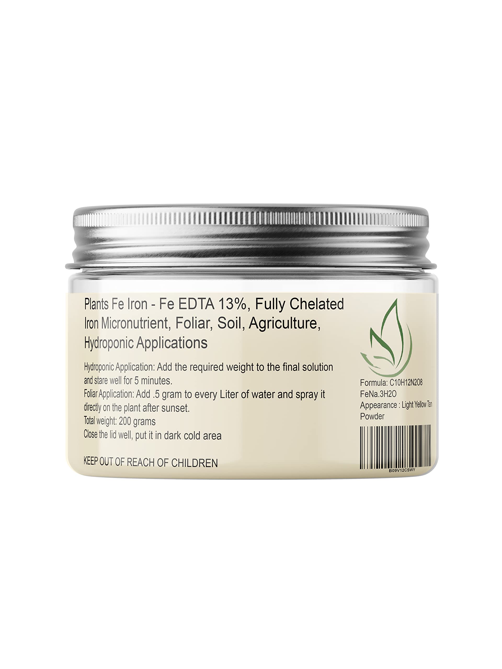 Plants Fe Iron - FE EDTA 13%, Fully Chelated Iron Micronutrient, Foliar, Soil, Agriculture, Hydroponic Applications