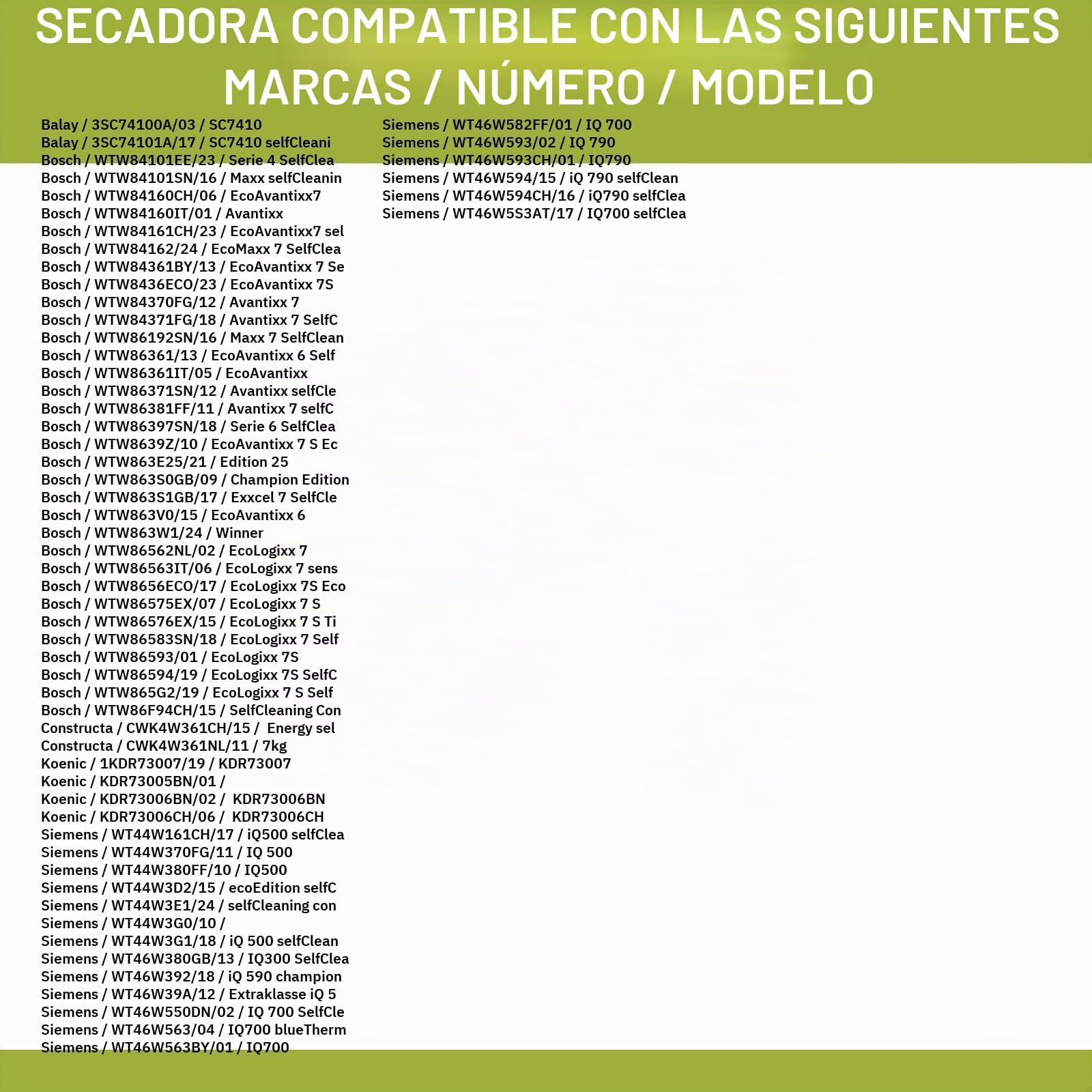 Depósito de agua compatible con BOSCH 00700137 Depósito condensador para secadora