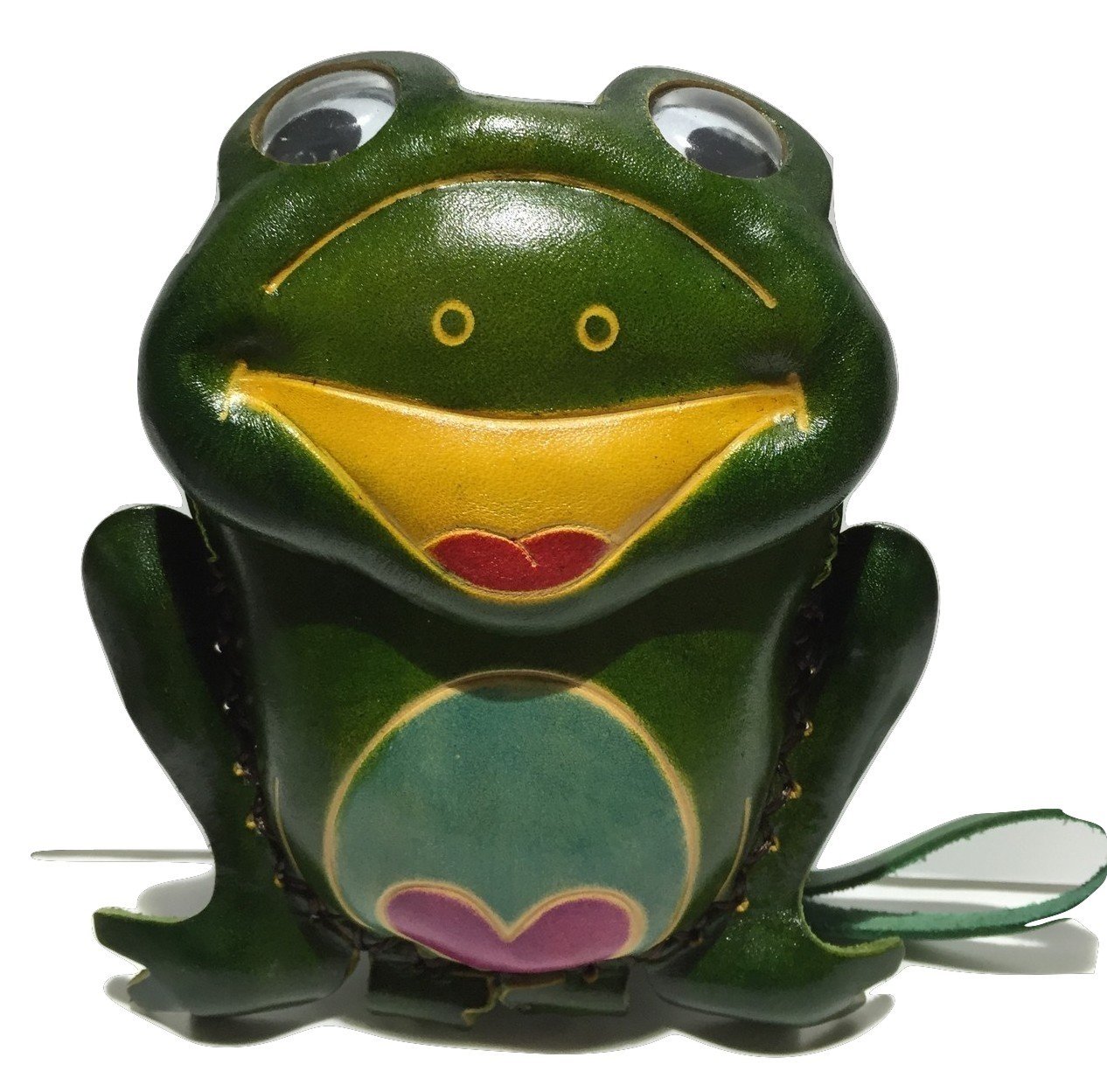 Women's Handmade Leather Frog Purse One Size Green