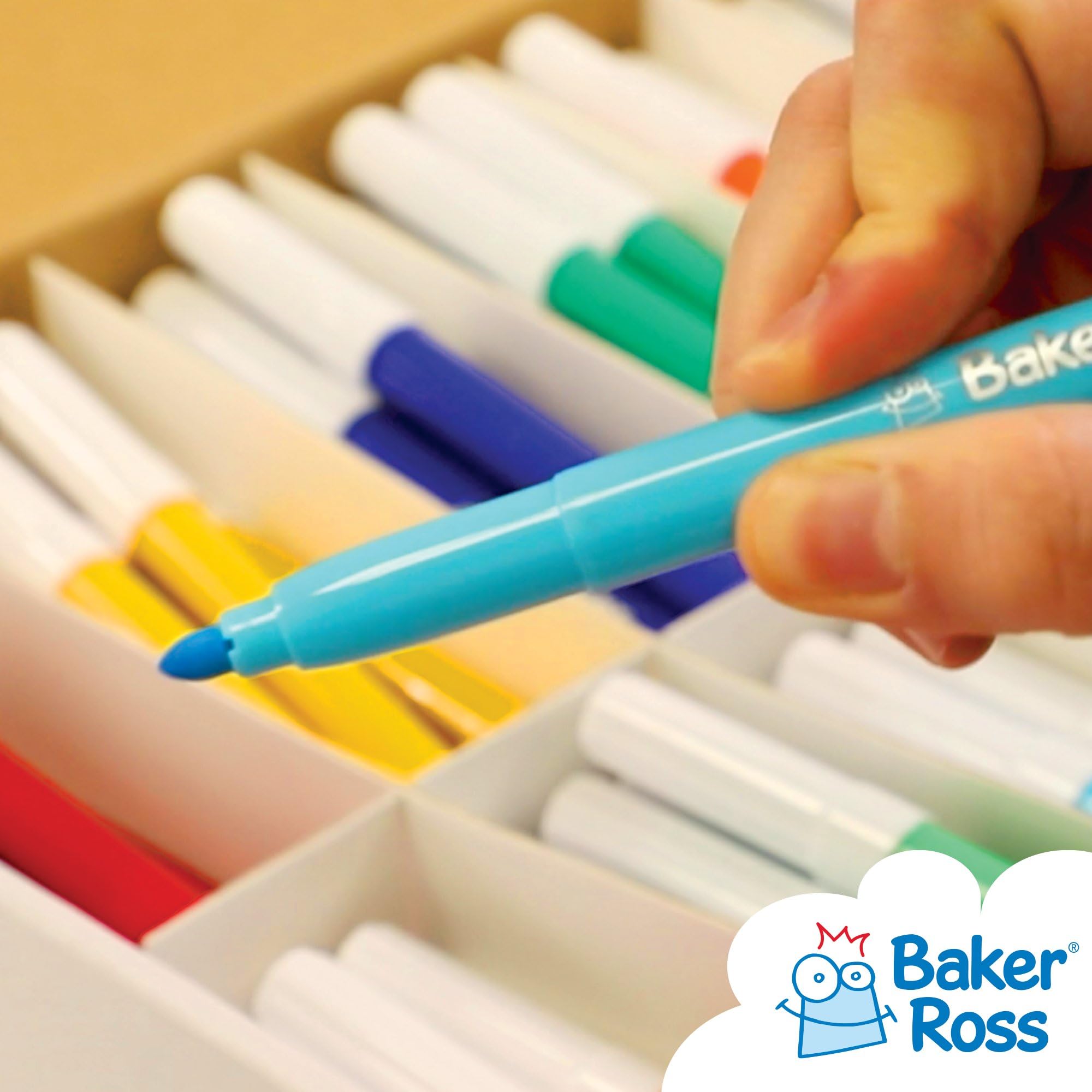 Baker Ross FE413 Pennarelli a Punta Larga - Confezione da 120, pennarelli da colorare per bambini