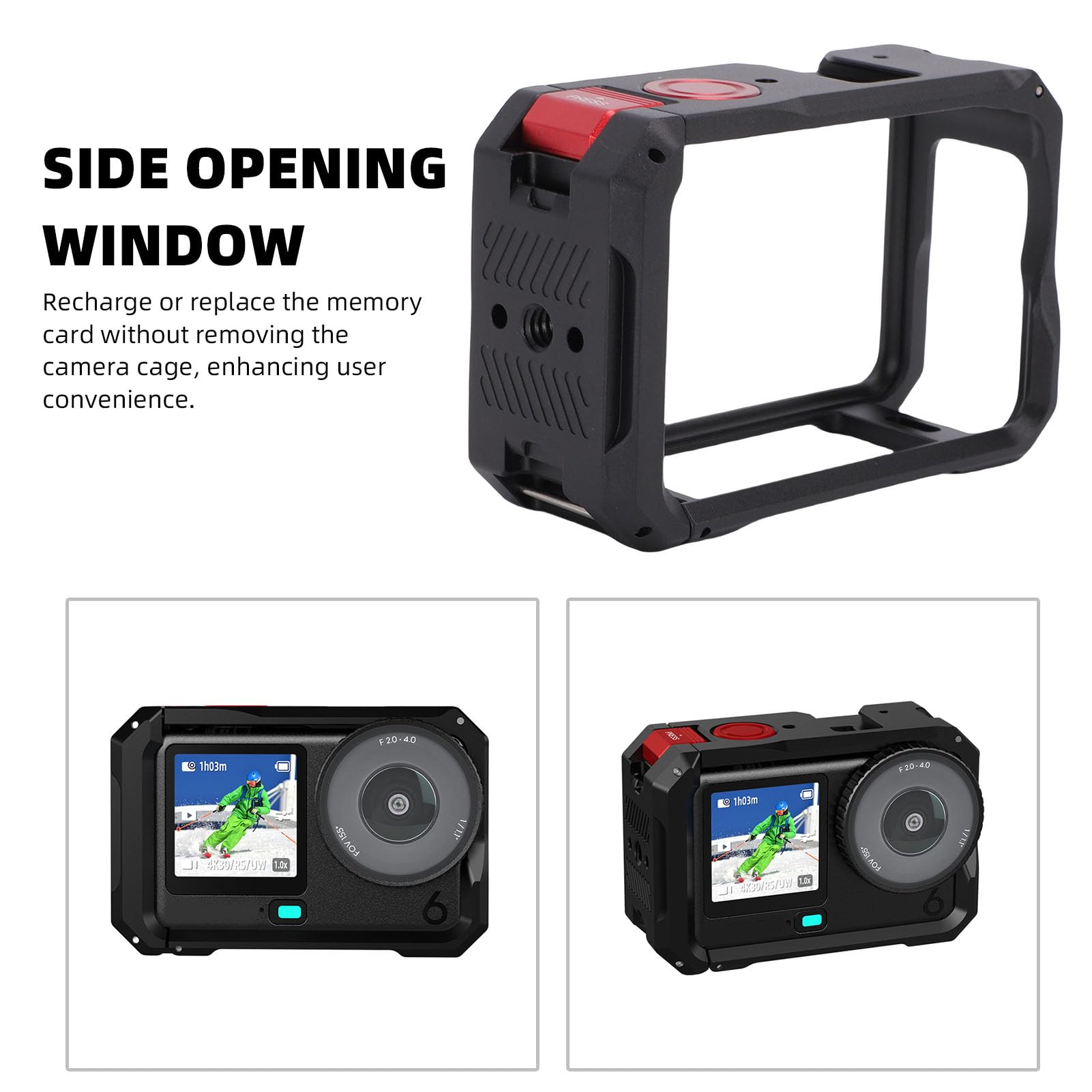 Akozon Jaula para Cámara 6 Jaula Protectora de Vídeo de Aleación de Aluminio Hilo de Zapata Fría Vlogging Deportes Al Aire Libre