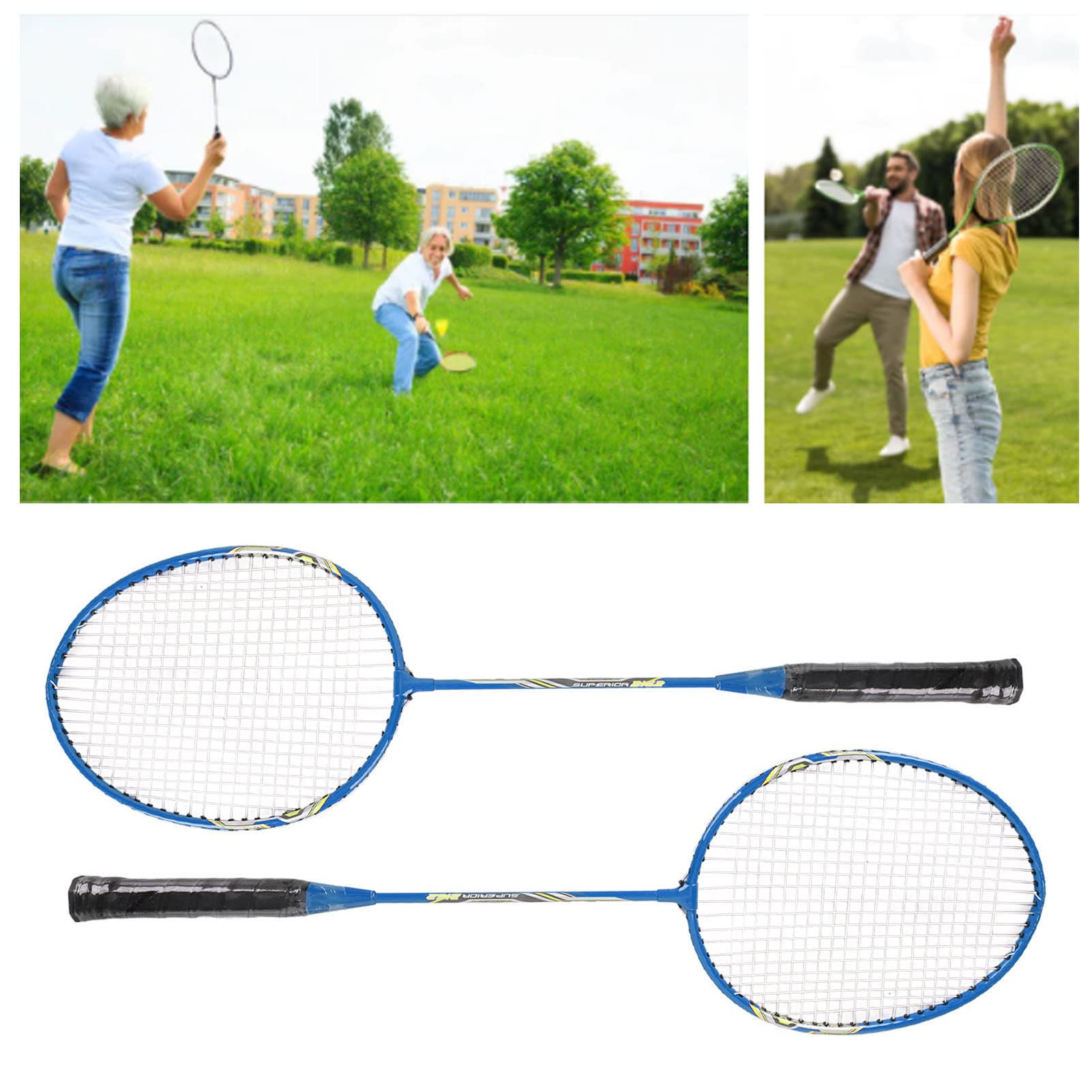 CHICIRIS LEIJIAER Raqueta de Bádminton Juego de 2 Raquetas de Bádminton de Entrenamiento de Aleación de Hierro con Bolsa de Almacenamiento de Agarre Cómodo de Rebote Rápido para 2 Jugadores Práctica
