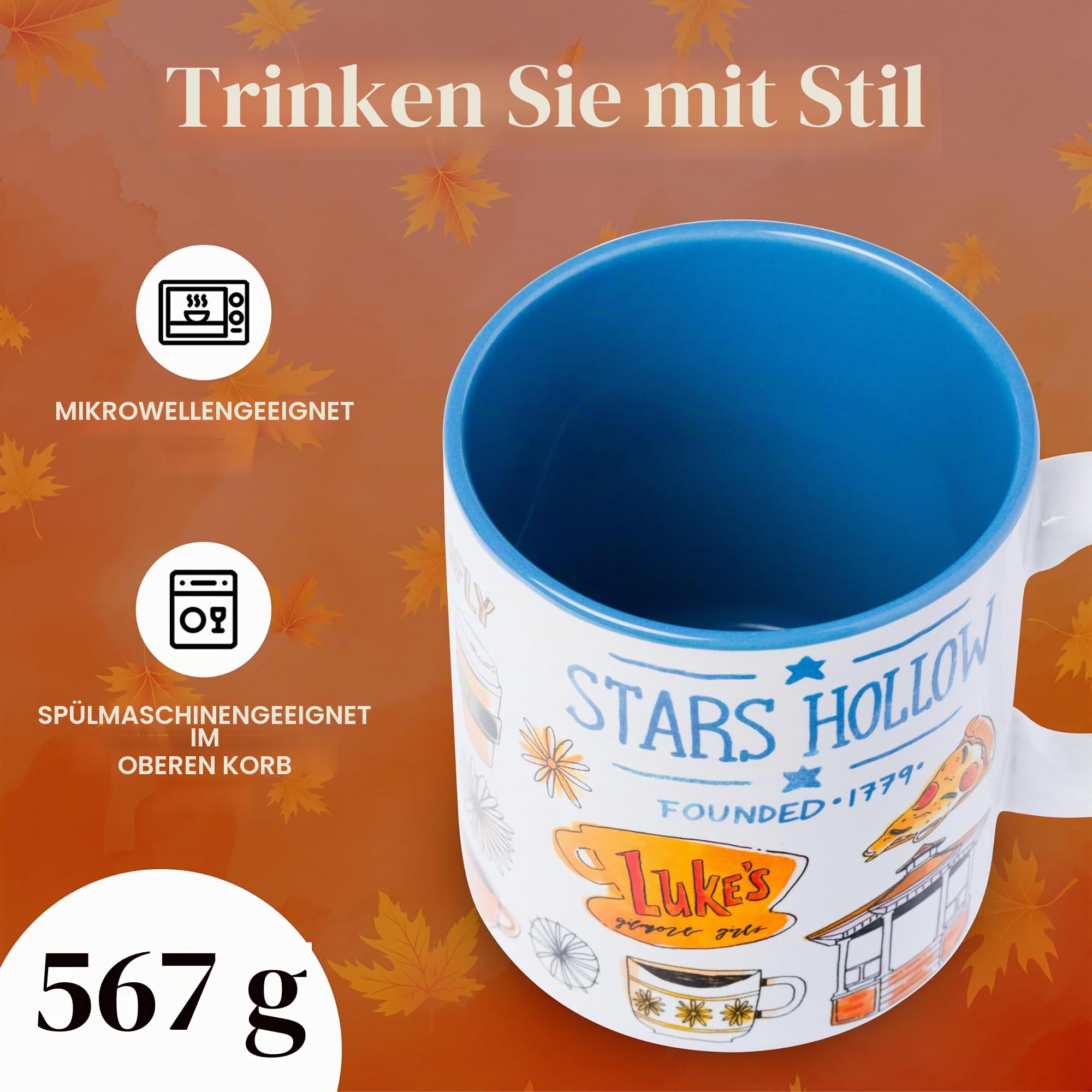 Silver Buffalo Gilmore Girls Destination Locations Icons Keramikbecher, 590 ml