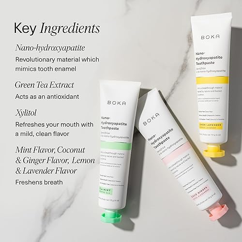Miniatura 58 de Boka Pasta de dientes sin flúor, pasta de dientes nano hidroxiapatita, adecuada para dientes sensibles, para adultos y niños, cuidado bucal
