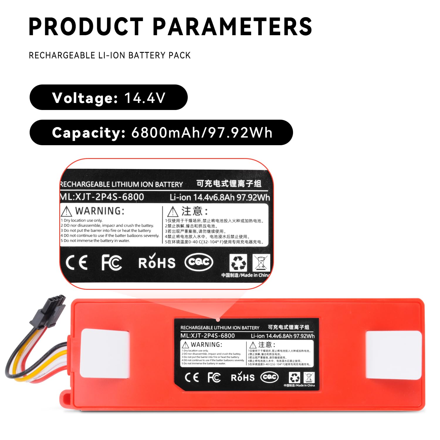K KYUER 5600mAh Vacuum Cleaner Ersatz Akku für Xiaomi Mi Robot Xiaomi 1. and 2. Generation Mijia Roborock S50 S51 S52 S55 S5 S6 S6 Max S7 T4 T6 T7 T60