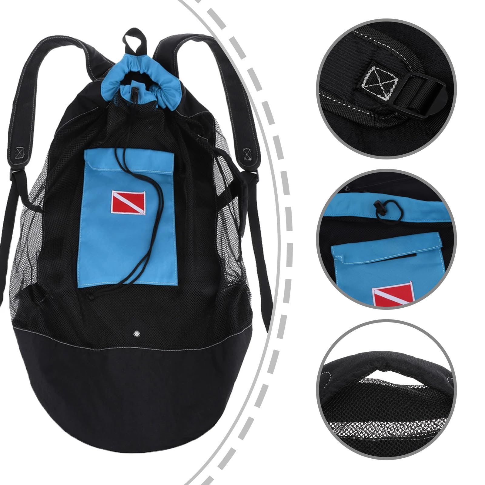 Sacs de plongée, sac de plongée de grande capacité de 80 L, sac à dos avec cordon de serrage, sac de plongée avec bandoulière