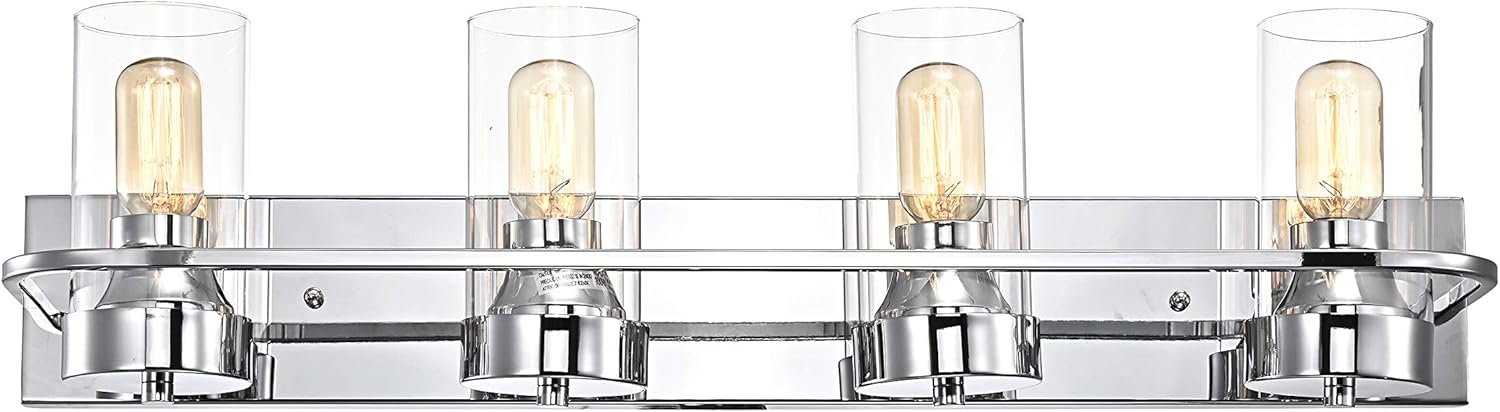 Contemporary 4 Light Chrome Bath Vanity Fixture 30" Width