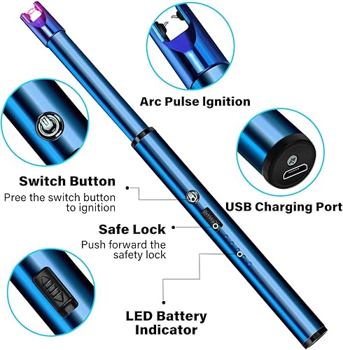 Miniatura 2 de Navpeak Encendedor de velas de cuello largo a prueba de viento, encendedor de arco eléctrico para estufa de gas, chimenea, barbacoa, parrillas de