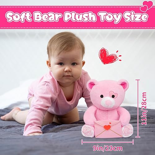 Miniatura 5 de Hagusahuo Peluches para el día de San Valentín, peluche de oso de San Valentín, lindo muñeco de peluche, oso rosa, regalo para el día de San