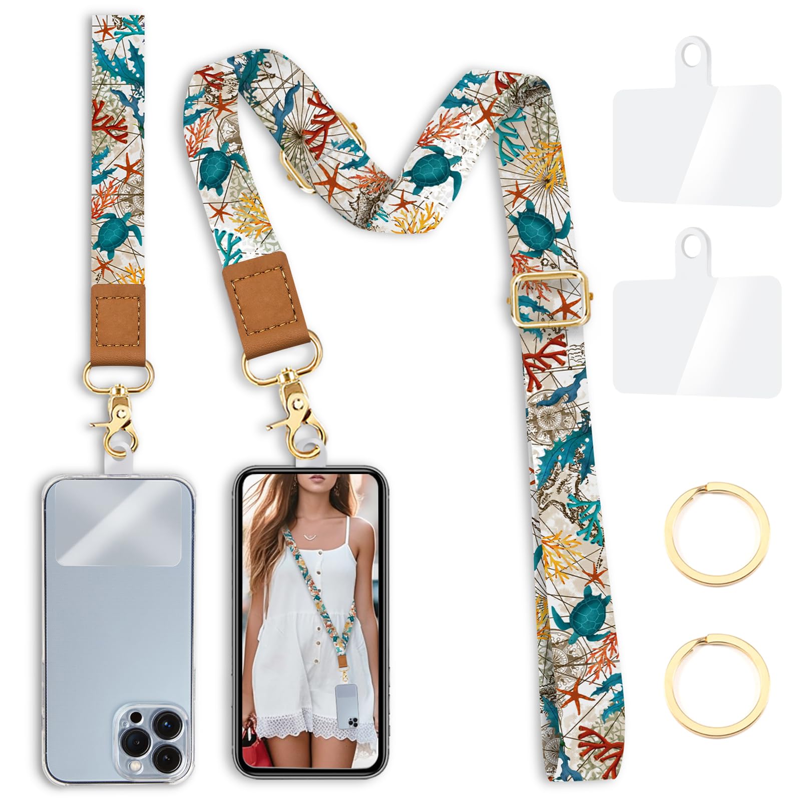 Yonlevres Phone Lanyard Crossbody Strap Wrist Neck Adjustable Women Turtle