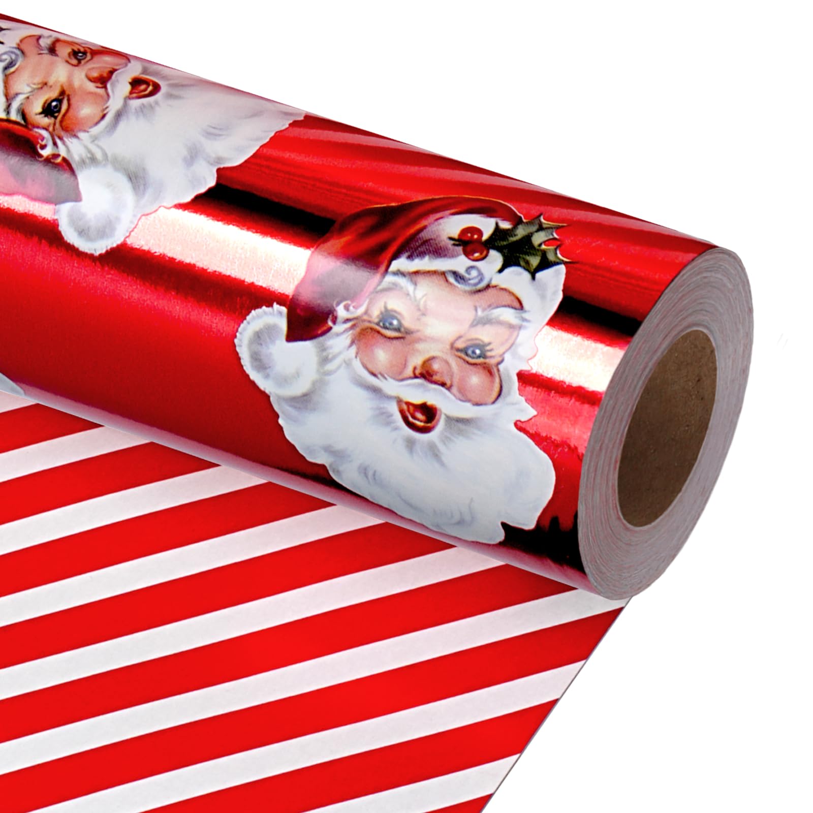 BIOBROWN Vintage Santa Foil Christmas Wrapping Paper Roll, 43cm x 10m โ image 1