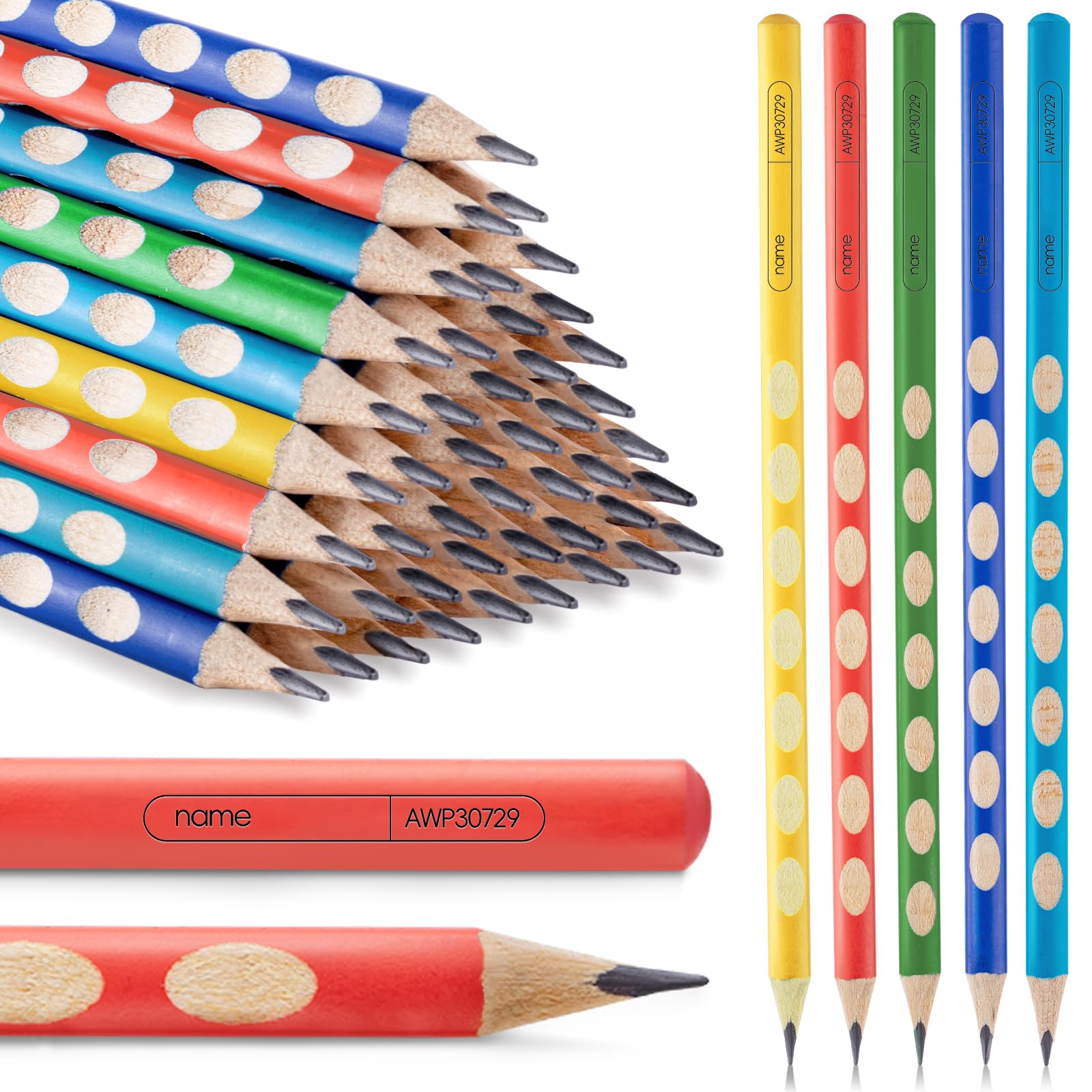 M&G 30pcs Triangular Pencils, 2B Pencils with Grip Correction, Wooden Graphite Pencils with Colored Barrels, Pre-Sharpened Break-Resistant, Suitable