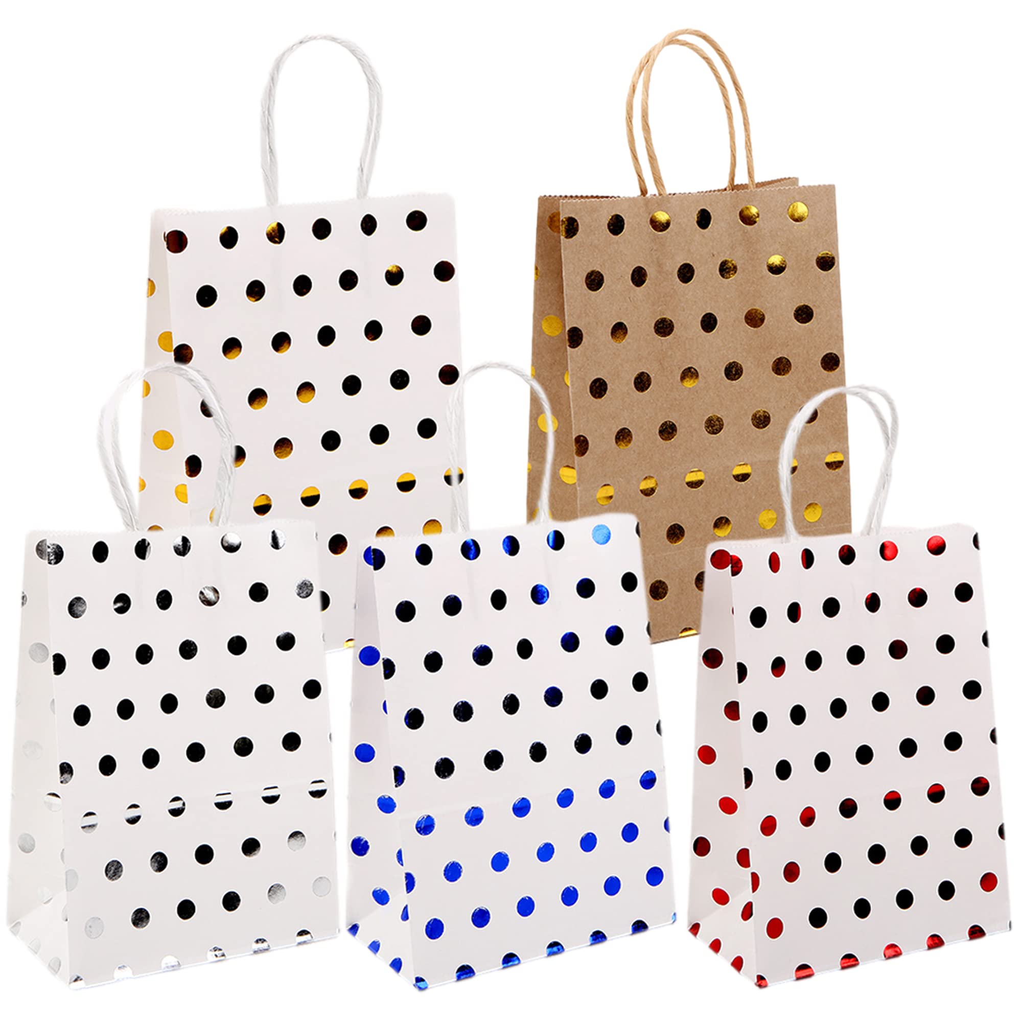 【トゥルーハーツ】ラッピング 袋 ギフトバッグ 10枚 5種 おしゃれ 可愛い プレゼント 紙袋 紙バッグ 小サイズ (水玉5種小サイズ)