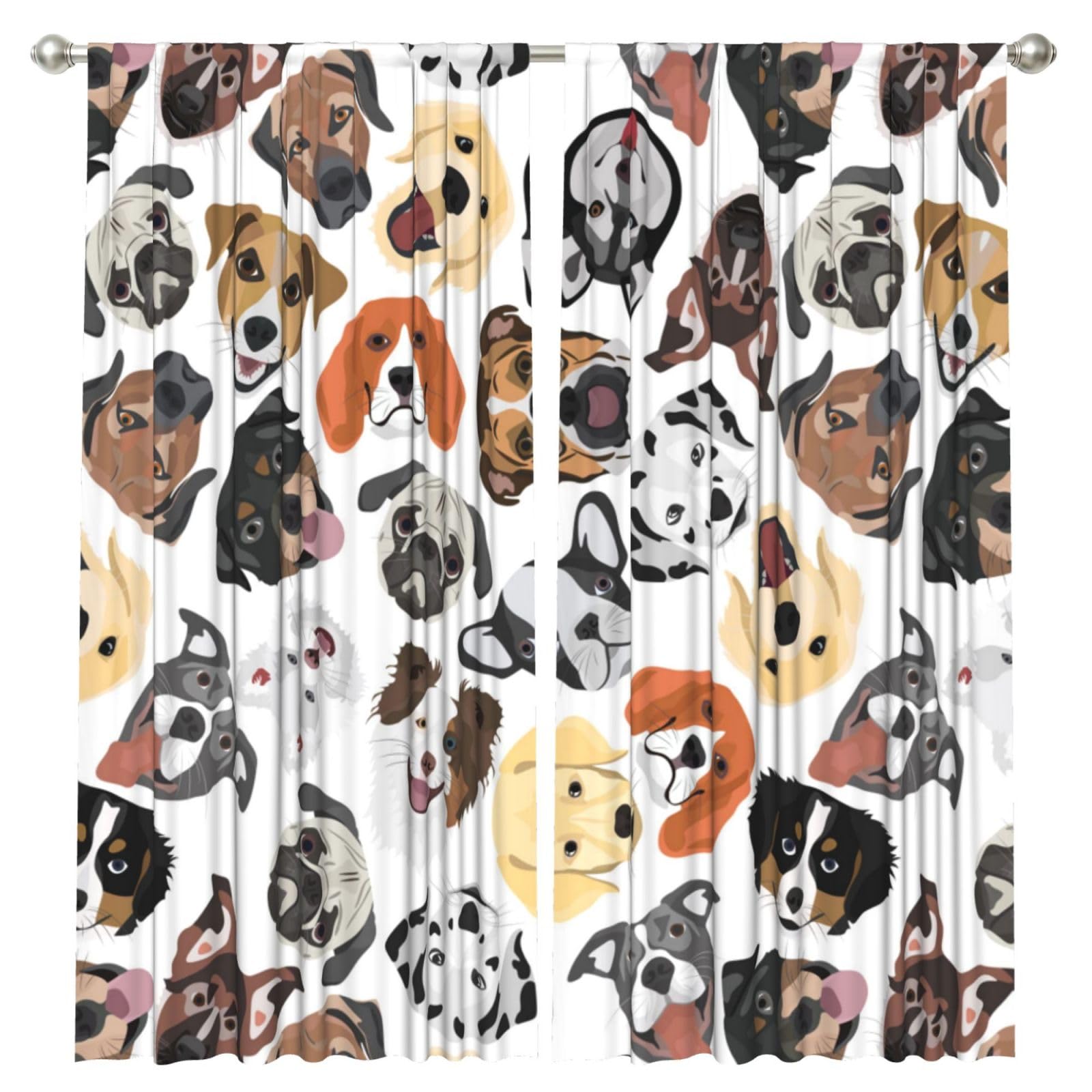 InOmak Various Dog Patterns, 2 Panels Window Curtains 52 x 84 Inch Blackout Curtains for Living Room Bedroom
