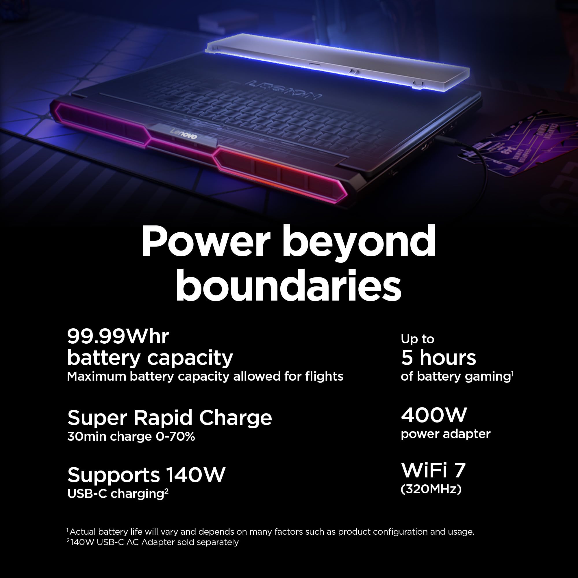 Lenovo Legion Pro 7i – AI-Powered Gaming Laptop – Intel® Core Ultra 7 255HX – 16" WQXGA PureSight OLED Display – 240Hz – NVIDIA® GeForce RTX™ 5070 Ti – 32GB Memory – 2TB Storage – PC GamePass