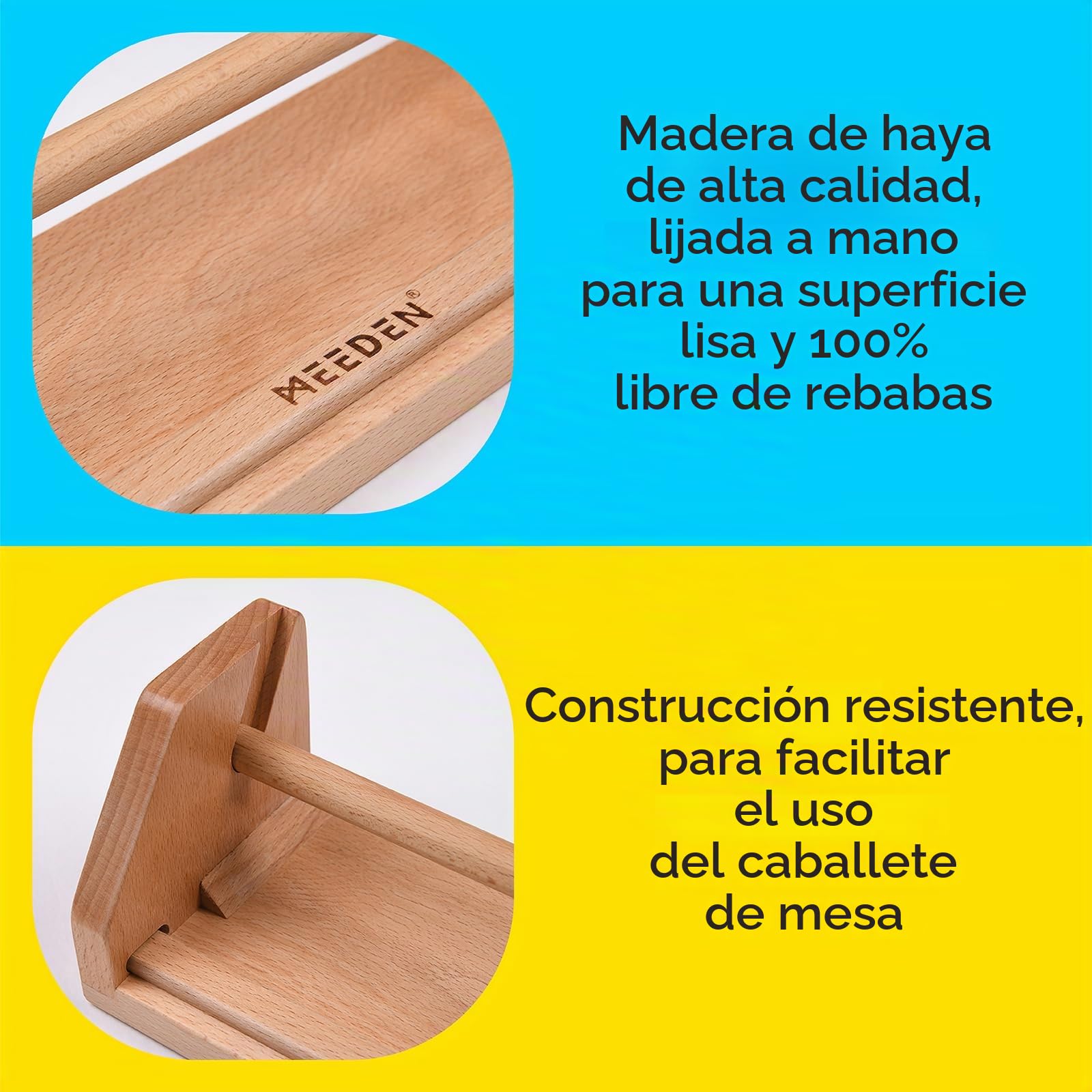 MEEDEN Dispensador de Rollo de Papel de Mesa: Caballete de Madera de Haya con Rollos de Papel (30.5cm x 2000cm) - Caballete Portátil para que los Niños Dibujen, Hagan Garabatos
