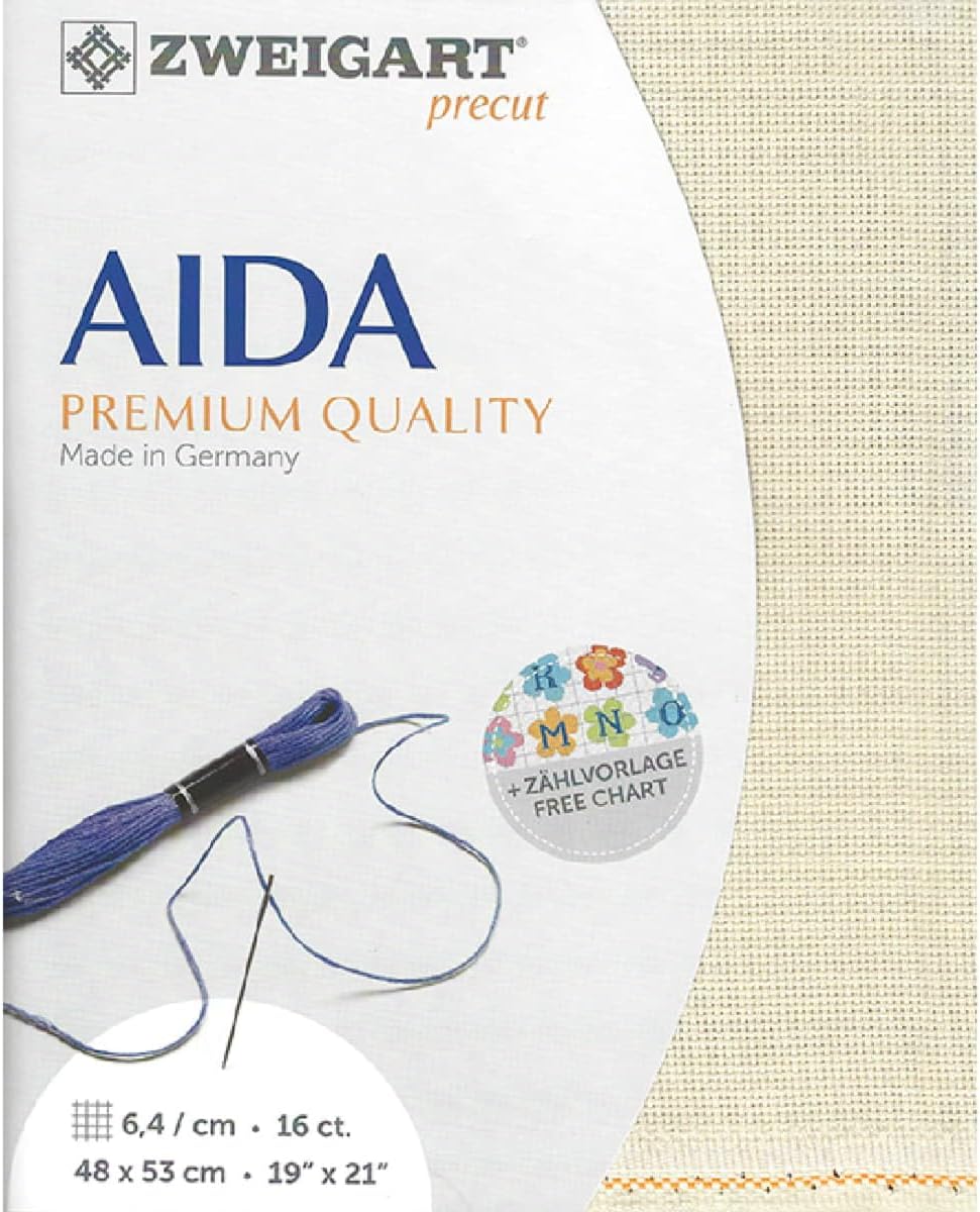 AIDA Zweigart Precute 16 ct. Aida 3251 Color 770 Platinum Fabric for Cross Stitch 48x53cm