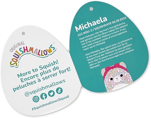 Miniatura 6 de Squishmallows Original Michaela Rainbow Leopard con bandana rosa de 12 pulgadas - Peluche oficial de Jazwares