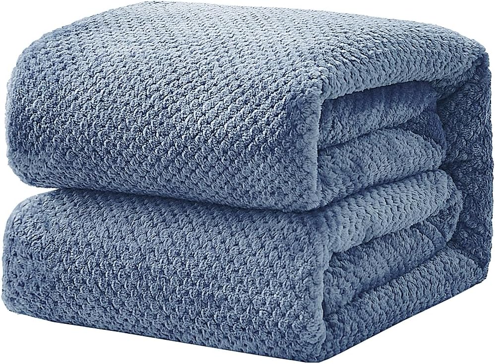 Bnitoam Grey Blue Throw Blanket 40" X 60" Soft Cozy Solid