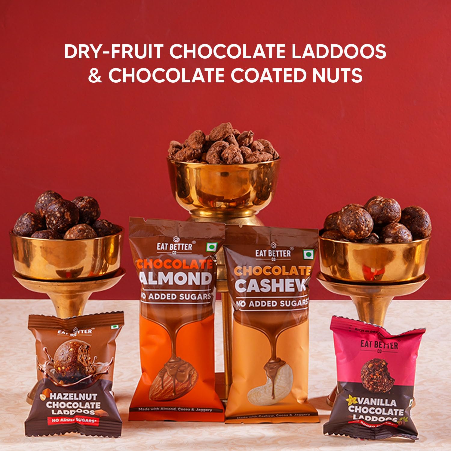 Bandhan - 10-Item Rakhi Gift Hamper for brother with set of 2 Premium Rakhis, Chocolate Coated Cashews & Almonds, Hazelnut Dry-Fruit Laddoos | Rakhi for Brother with Gift Combo Set by Eat Better Co 2