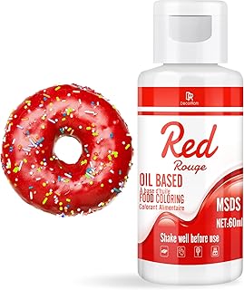 Oil Based Food Coloring - Vibrant Food Coloring for Chocolate, Candy Melts, Baking, Cake Decorating - Upgraded Edible Food Color Dye for Icing, Fondant,Butter, Cookie, DIY Crafts - 2 Fl.oz (Red)
