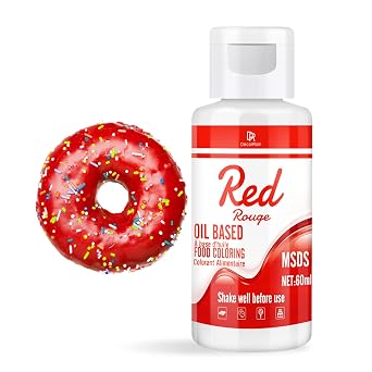 Oil Based Food Coloring - Vibrant Food Coloring for Chocolate, Candy Melts, Baking, Cake Decorating - Upgraded Edible Food Color Dye for Icing, Fondant,Butter, Cookie, DIY Crafts - 2 Fl.oz Red