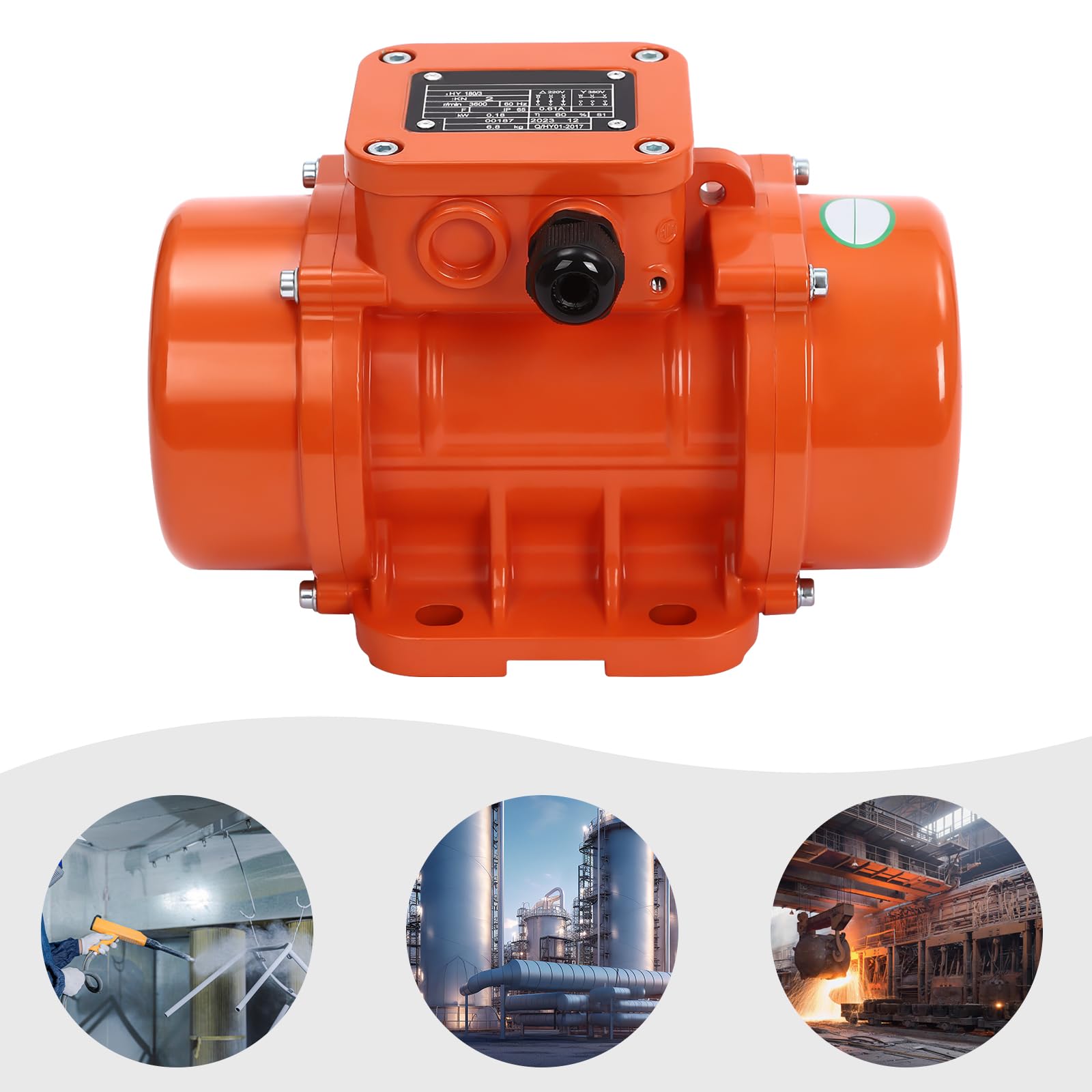 Motore vibrante a 3 fasi, 180 W, 220 V, in lega di alluminio, 3600 giri/min, motore vibratore elettrico regolabile, per dispositivi meccanici minerari, metallurgia, carbone