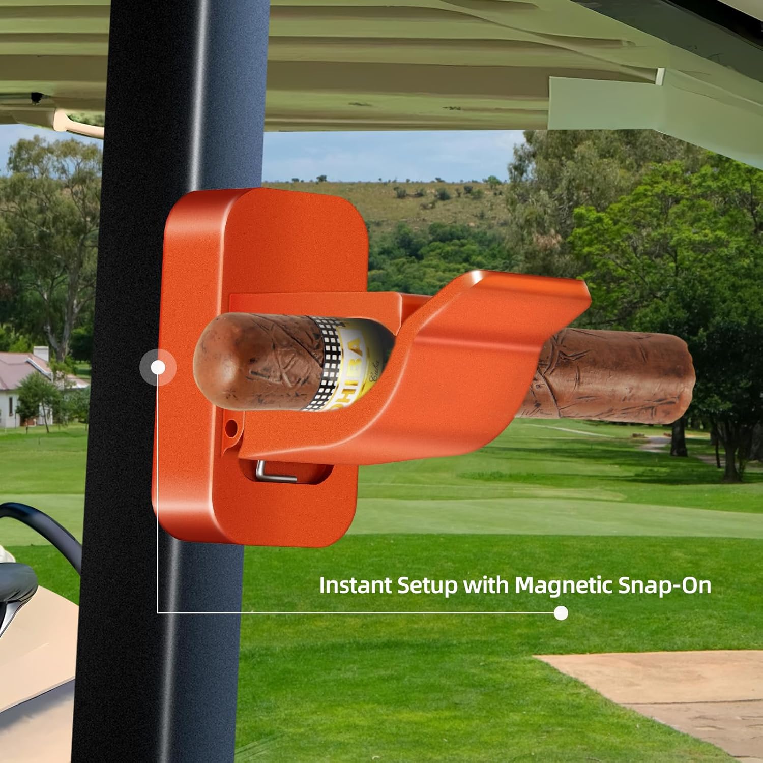 CRAFTSMAN GOLF Magnetic Holder for Golf Cart Sturdy Aluminum Alloy Stand Clip Hold 30-60 Ring Gauge Golf Accessory for Golf Lovers Golf Gifts for Golfers Black Orange Blue
