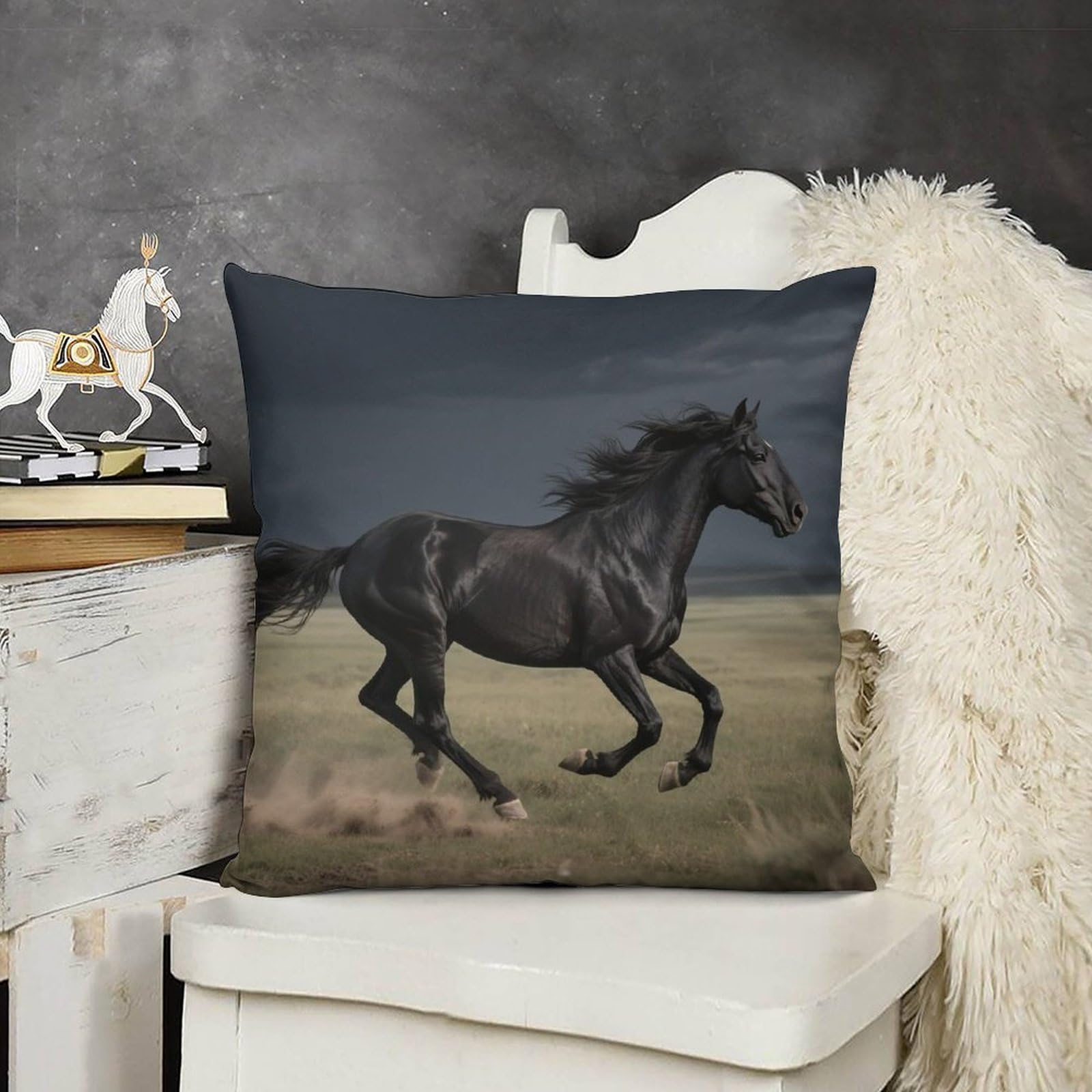 FodPand Boho Farmhouse Horse Pillow Covers with Hidden Zipper 24x24 Soft Plush Cushion Cover Decorative Throw Pillow Cases for Couch Bed Sofa Living Room Indoor Outdoor Home Decor