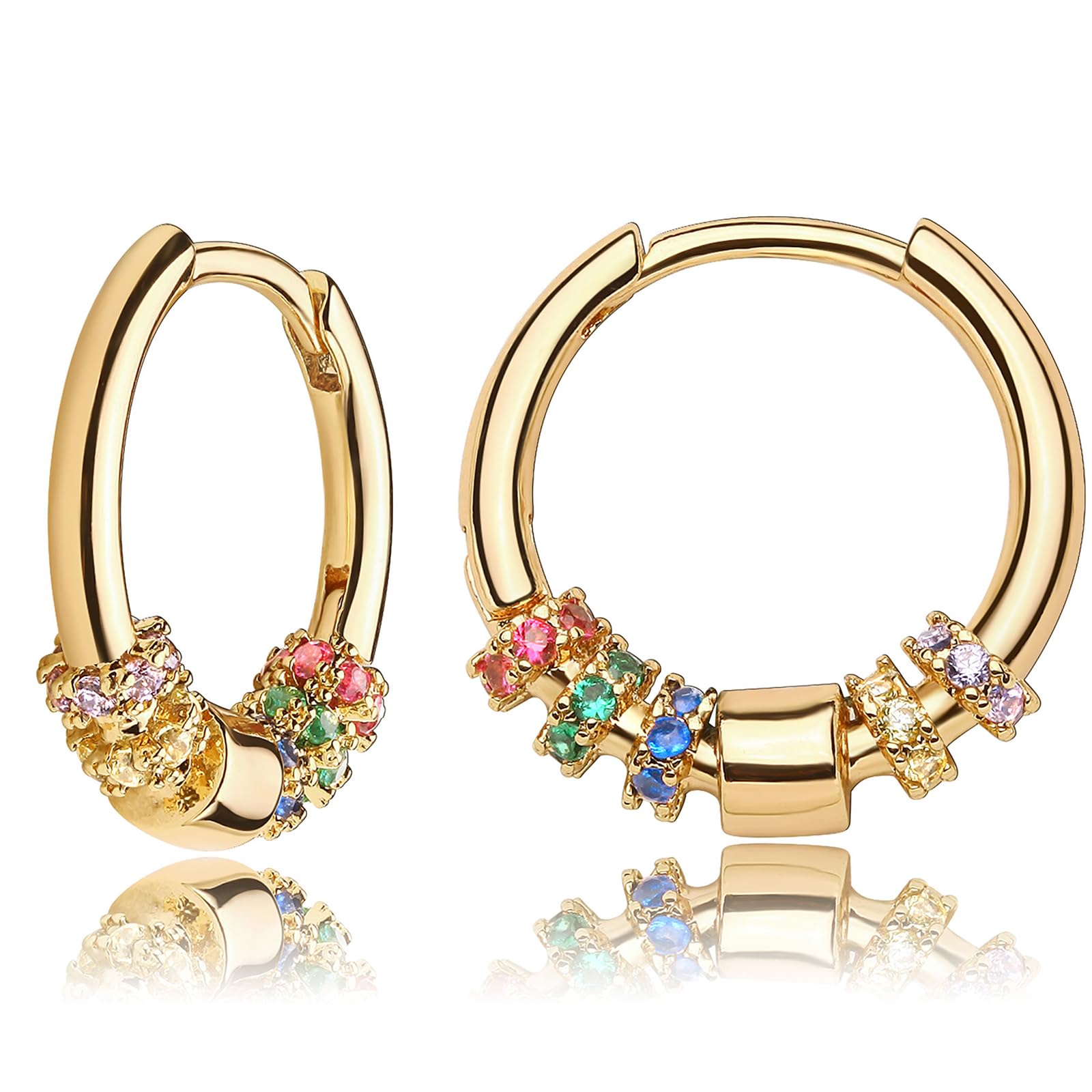MEVECCO Gold Hoop Earrings for Women 18K Gold Plated Huggie Earrings Handmade Simple Minimalism Hoop Hypoallergenic Earrings for Everyday Jewelry