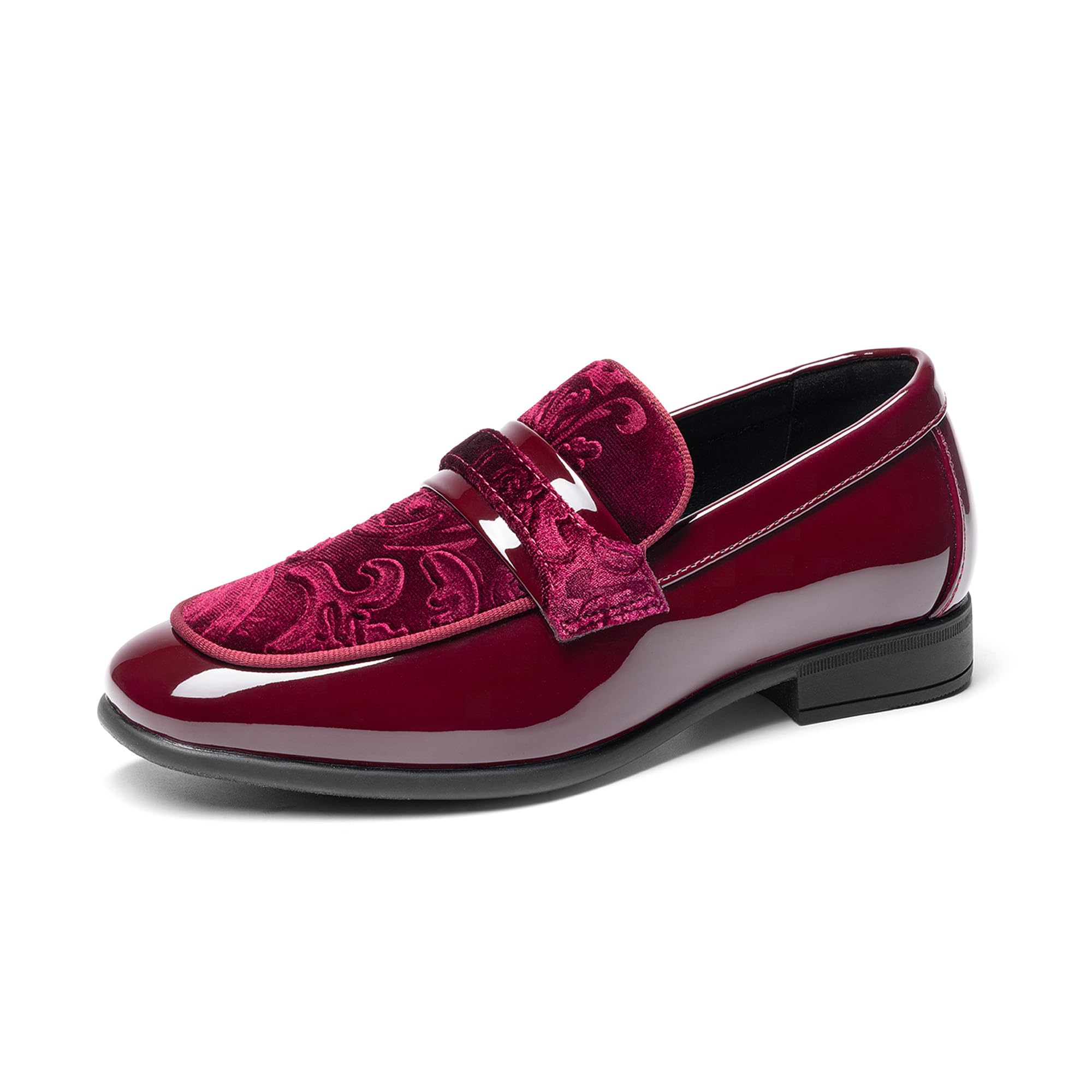 Bruno Marc Scarpe da bambino Mocassini Smoking | Slip-on classico in velluto verniciato, per matrimoni, lauree, chiesa, scuola, uso quotidiano