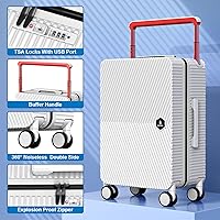Vista 5 de Lightweight Carry On Luggage 20inch Wide Handle Suitcase,Travel Luggage (03-WHITE)