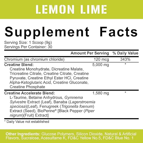 Miniatura 2 de Rich Piana 5 Nutrition CreaTEN 10 - Mezcla de creatina  Polvo de creatina saborizado para ganancia muscular  Potencia máxima fuerza resistencia y