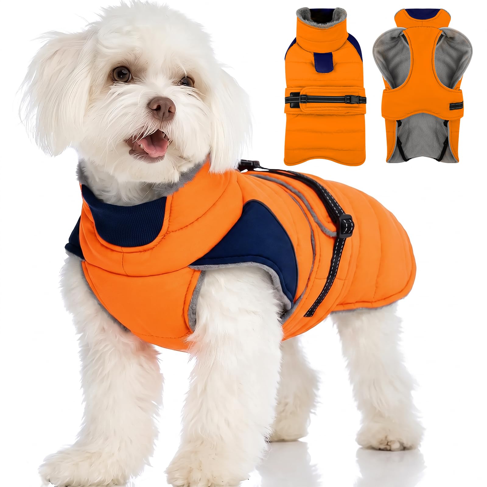 MIGOHI Warm Dog Jacket, Waterproof Dog Winter Coat,Orange, M