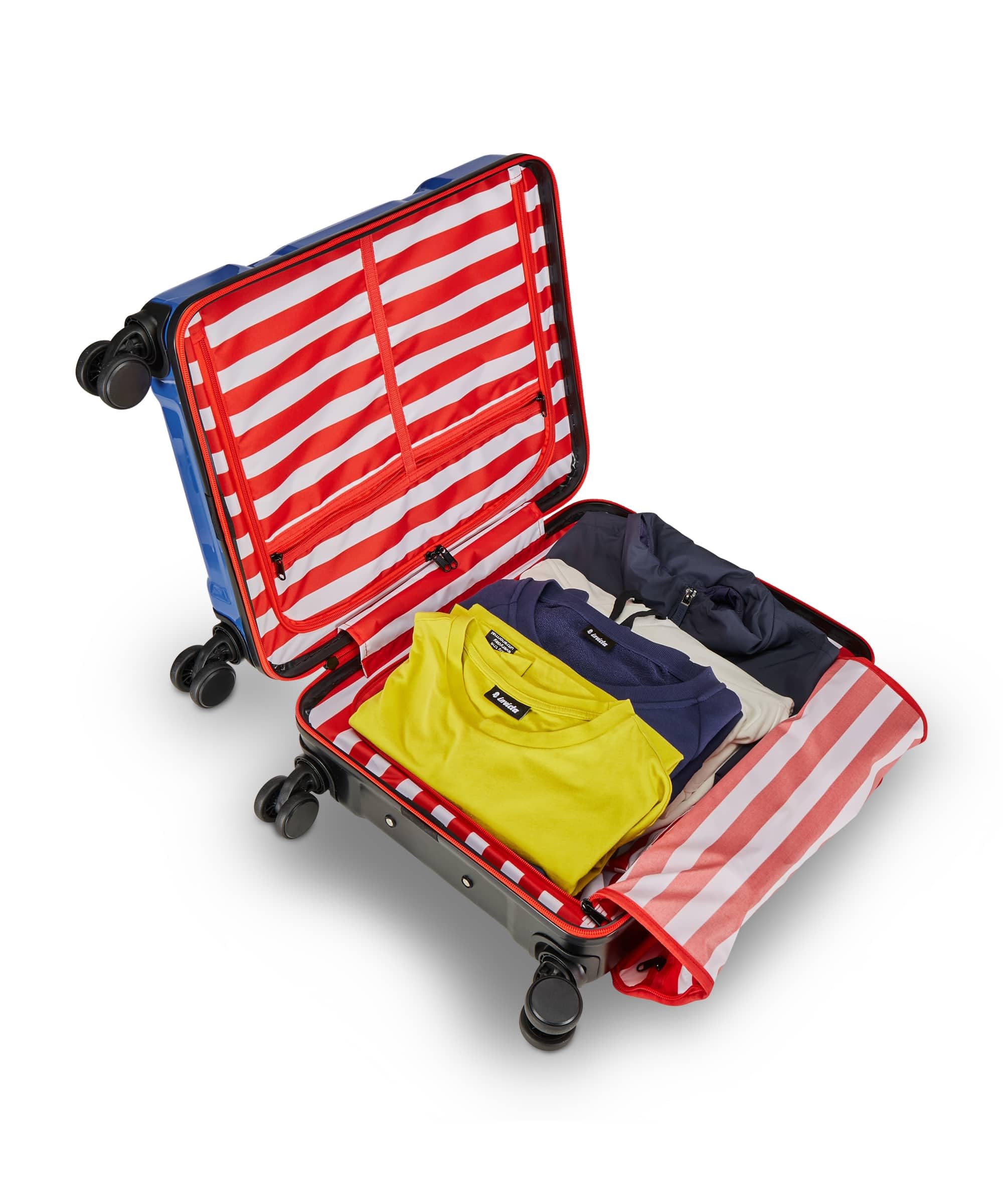 Invicta Trolley Travel - Bagaglio a Mano - Blu - 33 Litri, Rigido da Cabina con 4 Ruote Girevoli