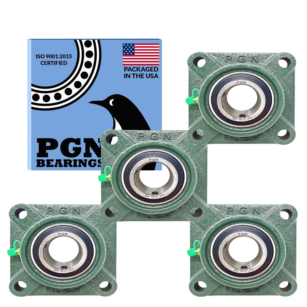 PGN - UCF206-20 Cojinete de brida cuadrada montado con orificio de 1-1/4" (4 piezas)