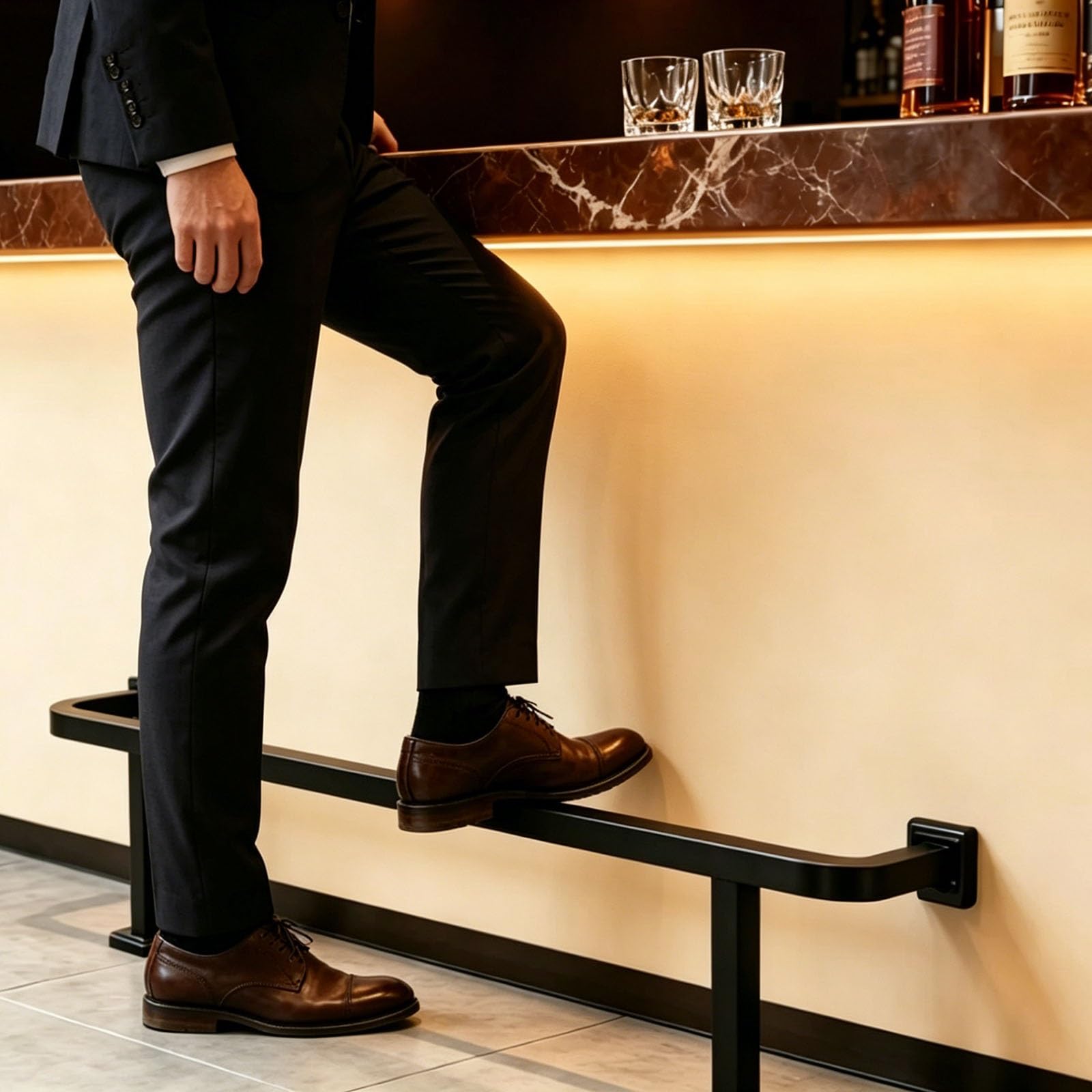 HDYZJQ Floor Standing Commercial Bar Footrail Brackets with Hardware, Stainless Steel Bar Foot Railing for Cashier Counters/Fast Food Store, Tall Bar Foot Rest(Black,6.6ft/201cm)