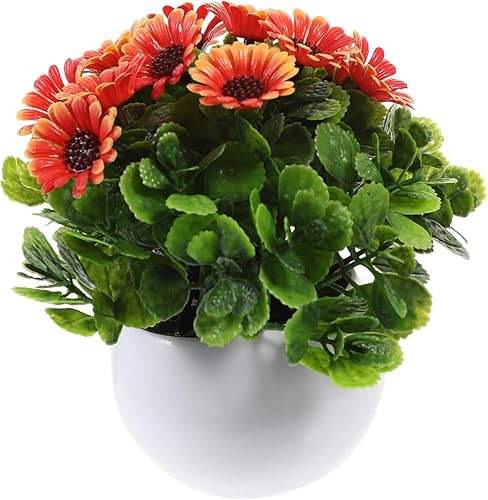 Yardenfun Planta artificial de limón en maceta, margarita artificial en maceta, bonsái de imitación, flores de simulación, bonsái falso, pequeño