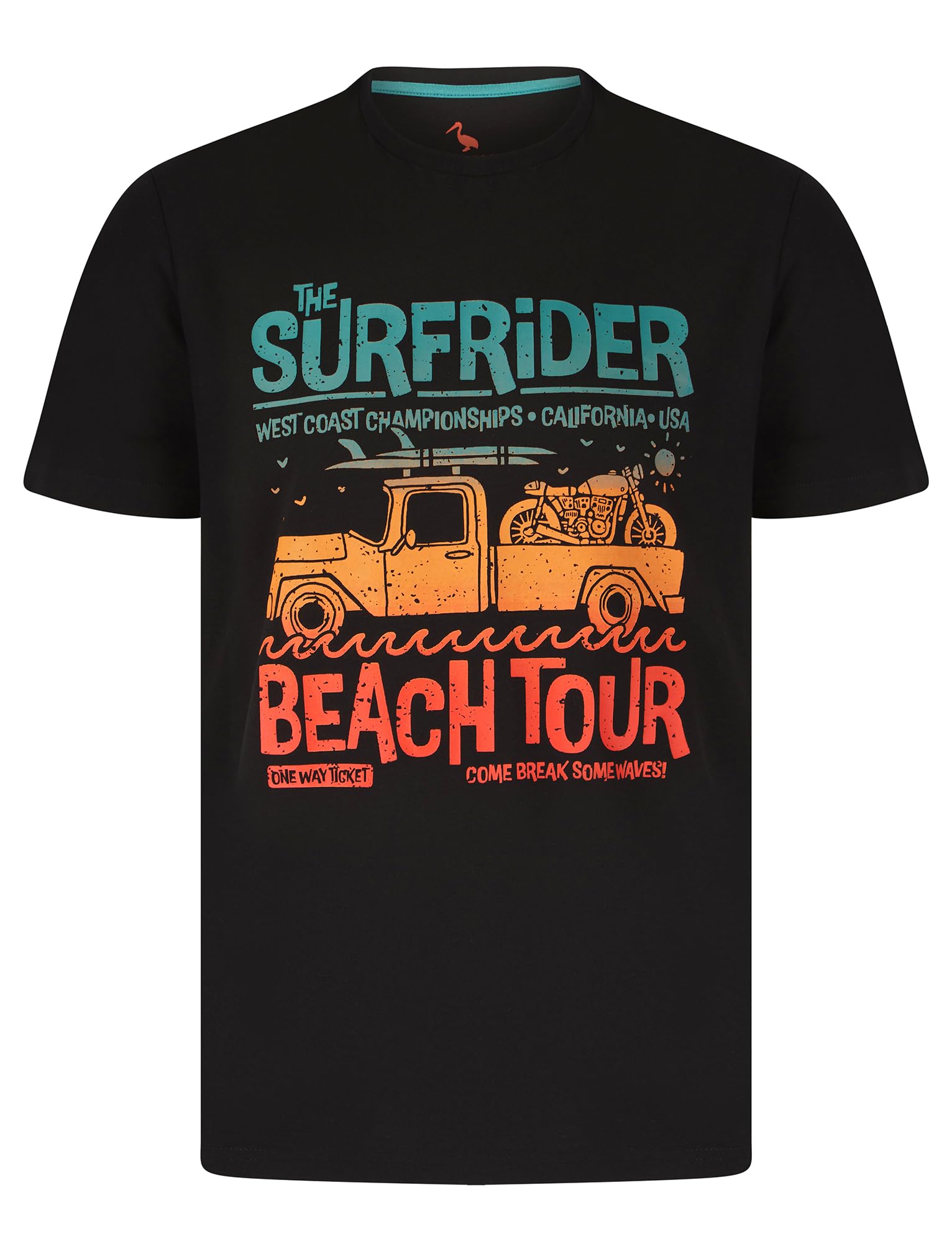 Surfer Van Motif Cotton Jersey T-Shirt in Jet Black - South Shore - XXL