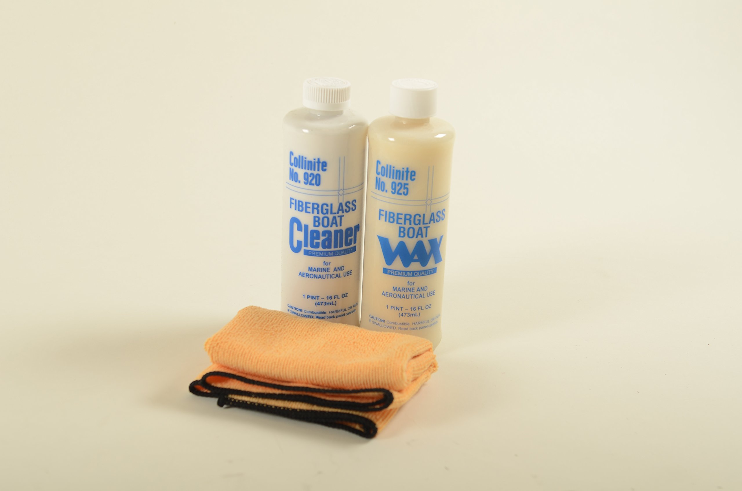 Collinite No. 920 Fiberglass Marine Cleaner & No. 925 Fiberglass Marine Wax Plus Towel Combo