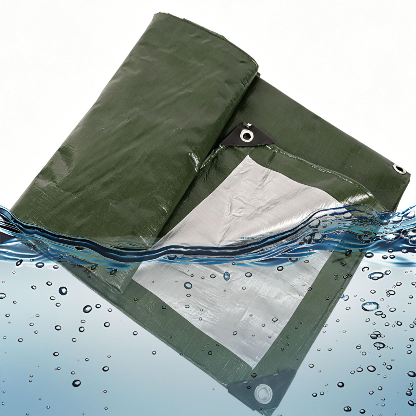 Tarpaulin Waterproof Heavy Duty 430 x 680 cm UV Resistant, Pe Material, Lightweight Ground Sheet 120 G M², Reinforced Corners for Garden Furniture Camping, Green