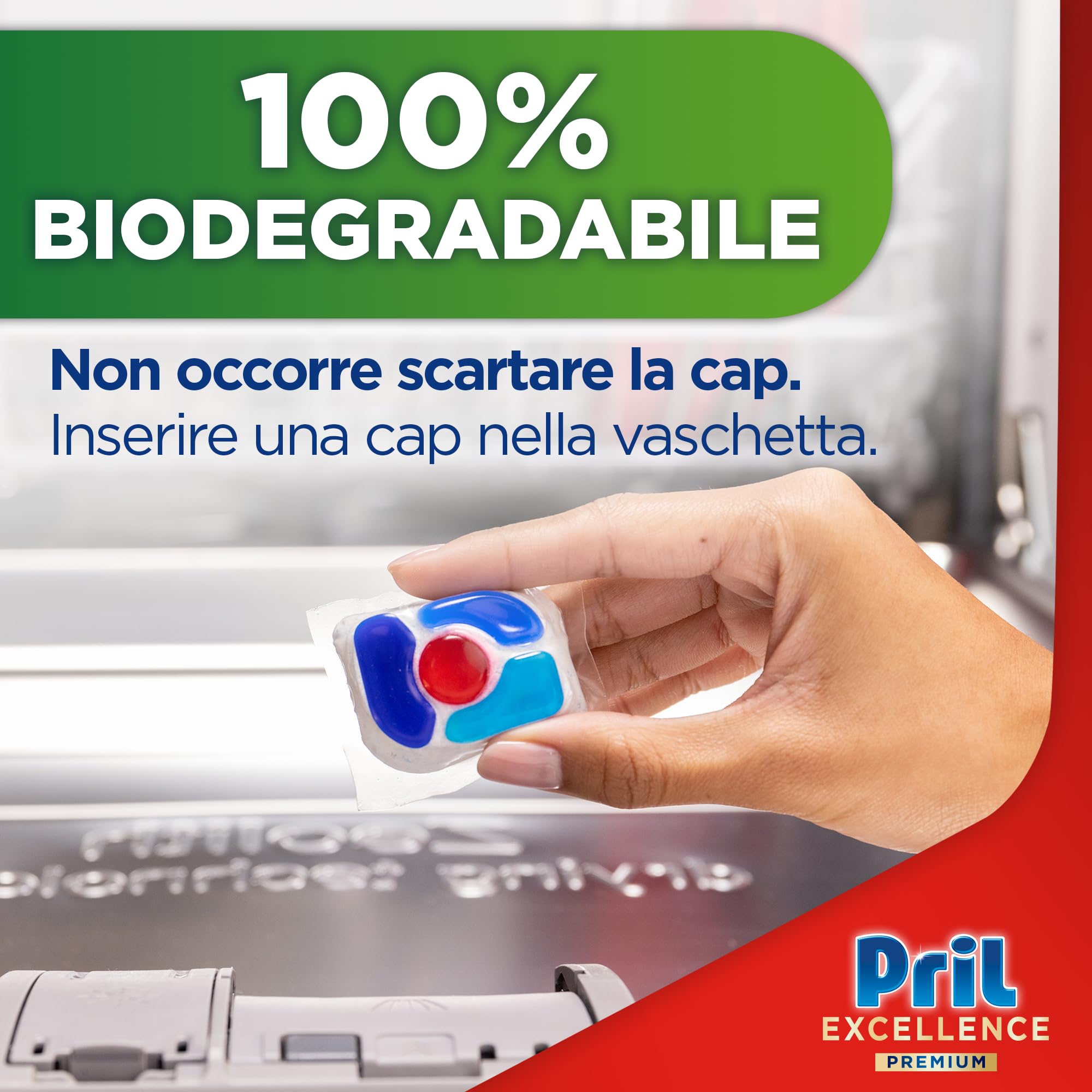 Pril Excellence Premium 5in1 Spülmaschinentabs (16 Kaps), Geschirrspülmittel gegen hartnäckigen und trockenen Schmutz, ab 72 Stunden, Spülmaschinentabs, wirksam auch bei kurzen Zyklen und Eco