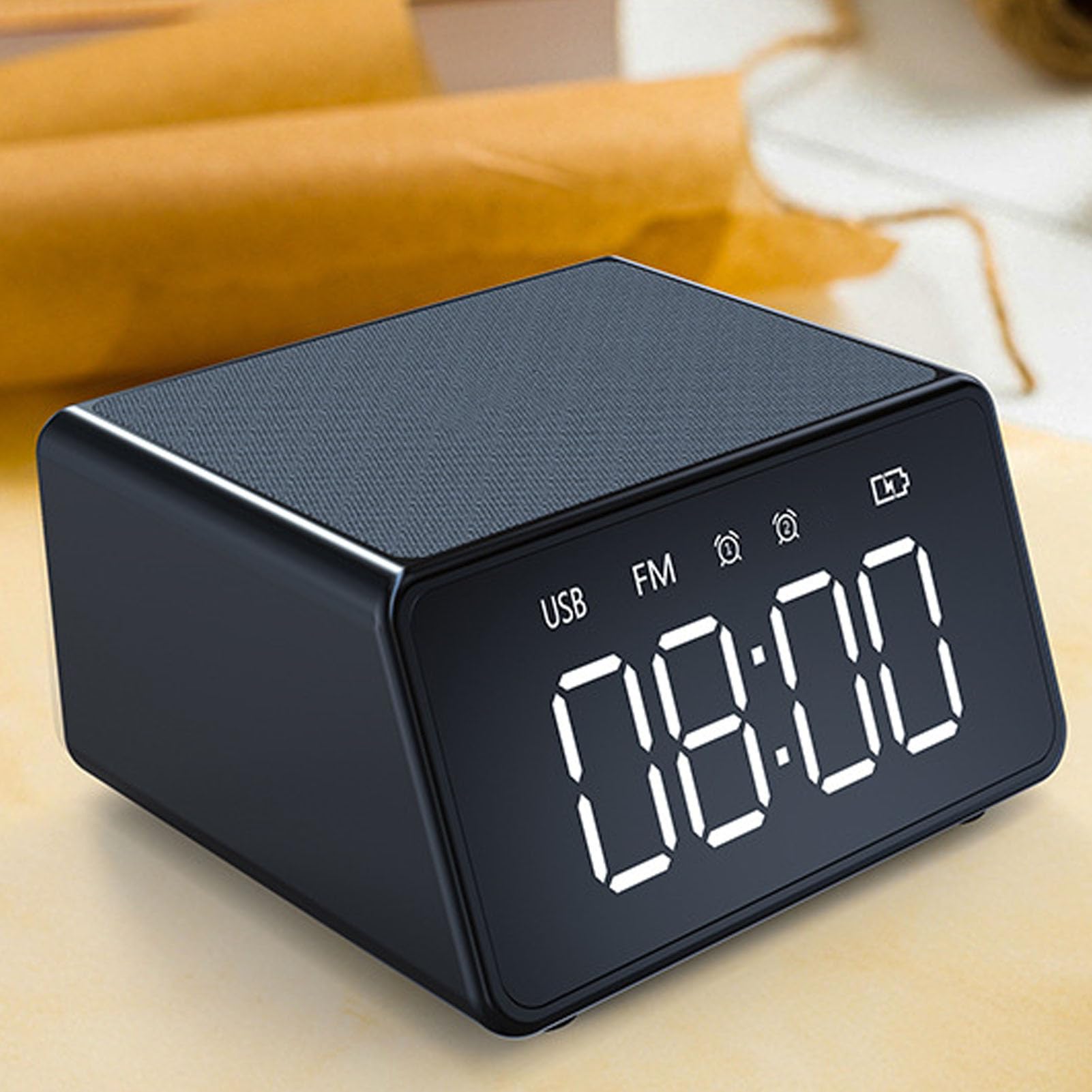 Sveglia Digitale, Altoparlante con Caricabatterie Wireless da 10 W Display LED da 5 Pollici Radio FM Microfono Integrato, per Comodino