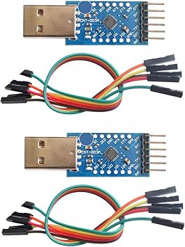 2pcs CP2104 Module USB to TTL UART Serial Converter + Dupont Cables, CP2104 STC Programmer, 6PIN Module, Replacing CP2102
