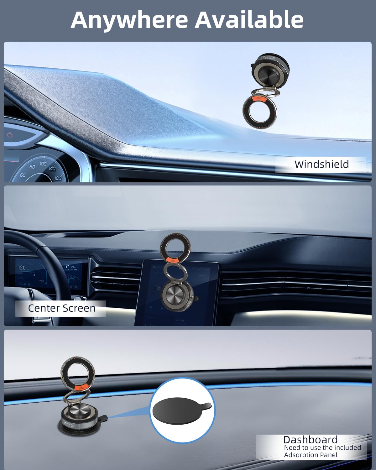 MagSafe 360° verstellbare Vakuum-Saugnapfhalterung, Zinklegierung, Vakuum-Magnet-Handyhalterung, Handyhalter für Auto/Zuhause/Reisen, Saugnapf-Autohalterung für iPhone 17/16/15/14/13/Android