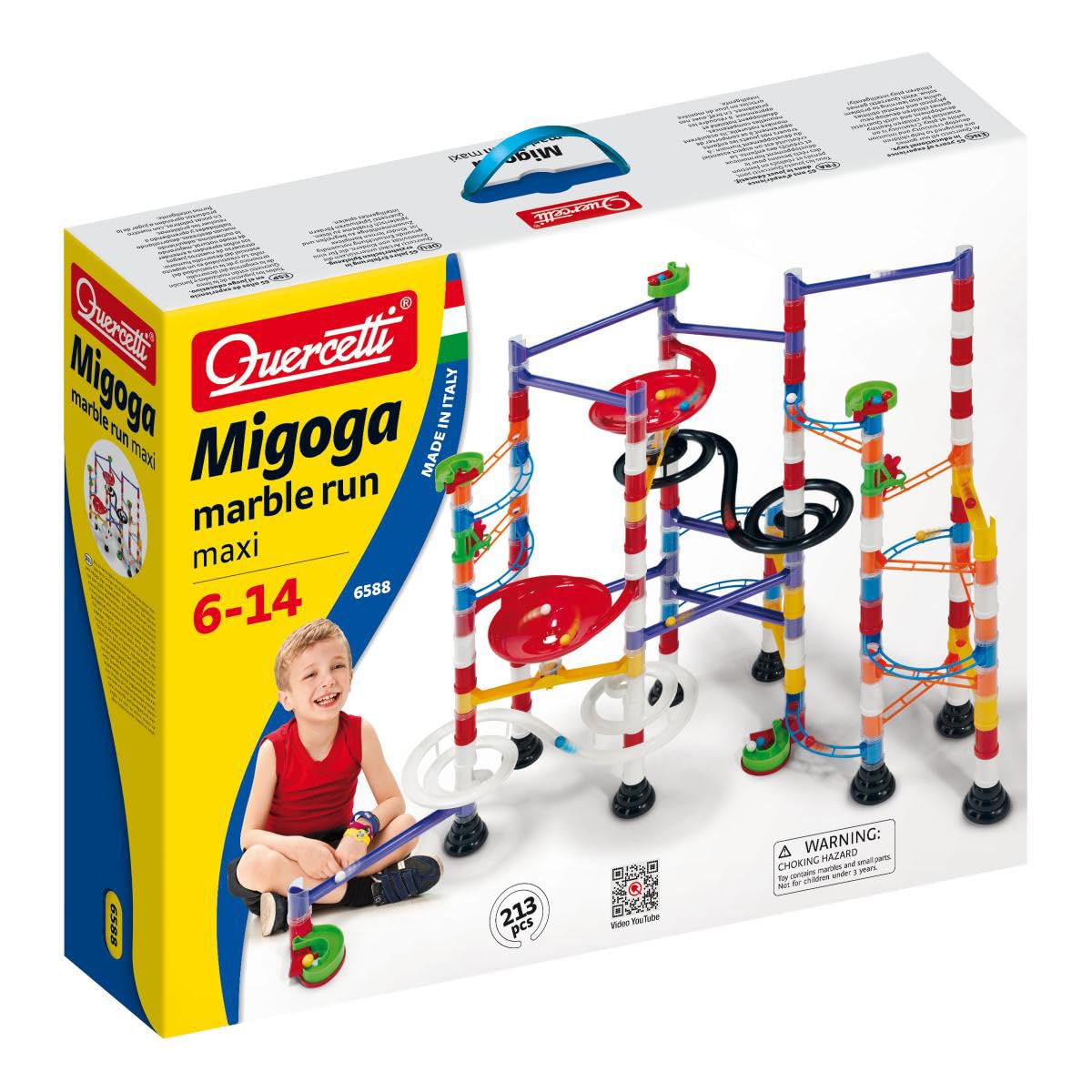 Quercetti Migoga Marble Run Basic, Pista Biglie per Bambini 4-10 Anni, 45 Pezzi, Costruzioni per Bambini, Gioco Educativo e Creativo, Made in Italy
